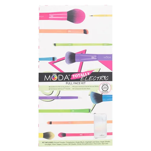 Miniatura 8 de MODA Juego de 13 brochas de maquillaje totalmente eléctricas, pinceles de neón coloridos con estuche de viaje holográfico, kit vegano de cara