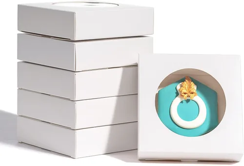 Miniatura 8 de RomanticBaking Paquete de 24 cajas de panadería (no incluye alimentos) de 7 x 7 x 2 1/2 pulgadas, cajas de fresas cubiertas de chocolate blanco