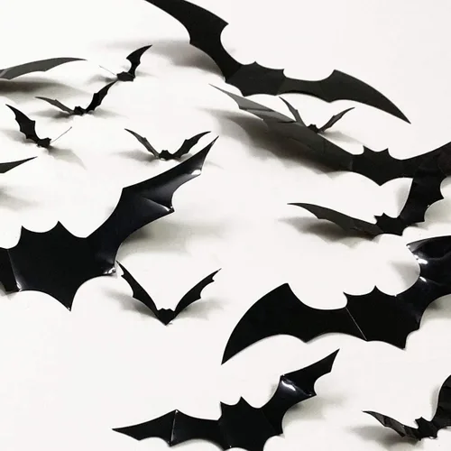 Miniatura 3 de 80 piezas de decoraciones de murciélagos de Halloween, 3 estilos de calcomanías extraíbles en 3D con 4 tamaños para decoración de Halloween