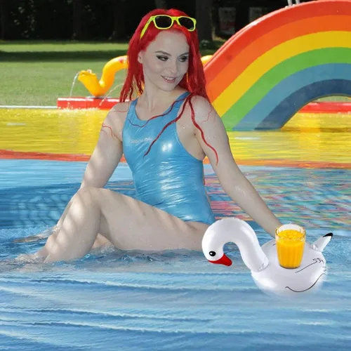 Miniatura 2 de Soportes de bebidas flotantes para piscina, inflables para bebidas, posavasos con mini bomba de aire Multicolor