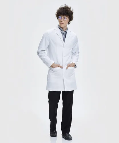 Miniatura 4 de Dr. James Abrigo de laboratorio para hombre, ajuste a medida, bolsillos para smartphone y tablet, blanco, 38 pulgadas de largo, Blanco