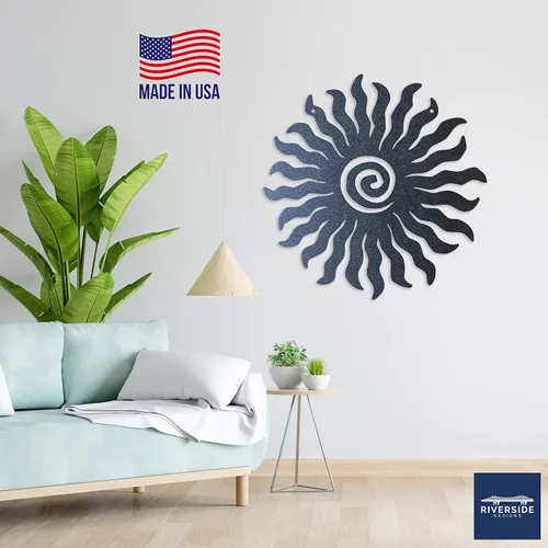 Miniatura 5 de Riverside Designs Sunburst - Arte de pared de metal para decoración al aire libre, resistente e impermeable, fabricado en Estados Unidos