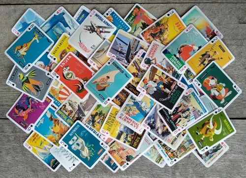 Miniatura 4 de Carteles de aviación vintage para jugar a las cartas (baraja de póquer 54 cartas todas diferentes) Carteles de viaje retro vintage Avia avión azafata
