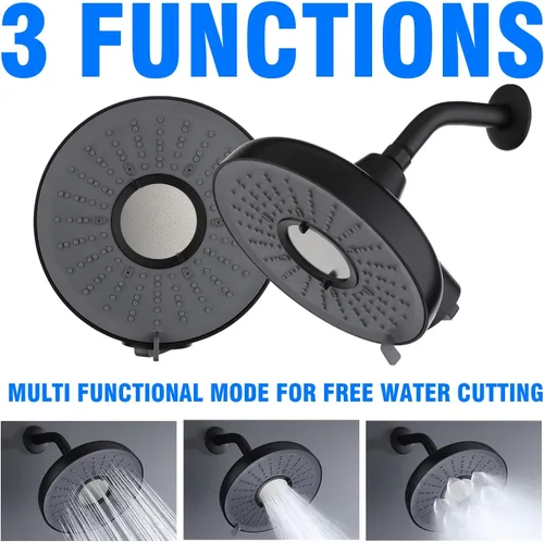 Miniatura 5 de Cabezal de ducha filtrado, cabezal de ducha de lluvia de alta presión de 8 pulgadas y combo de filtro de ducha de 15 etapas para agua dura, giro