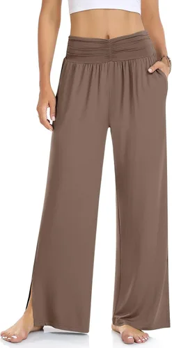 DACESLON Pantalones de yoga para mujer, casuales, holgados, de pierna ancha, cómodos, de cintura alta, con bolsillos