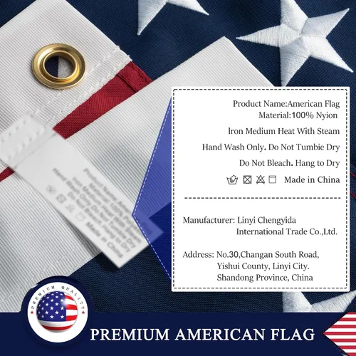 Miniatura 5 de Bandera estadounidense de 6 x 10 pies: bandera estadounidense de larga duración, nailon resistente, estrellas bordadas, rayas cosidas, ojales