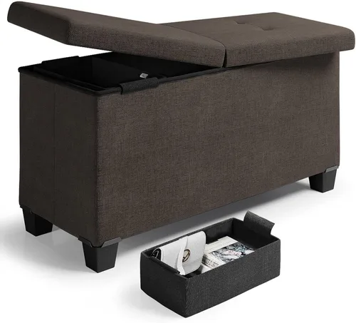 Miniatura 10 de Nestl Banco otomano de almacenamiento de 30 pulgadas con contenedores de almacenamiento, caja de almacenamiento máxima de 660 libras