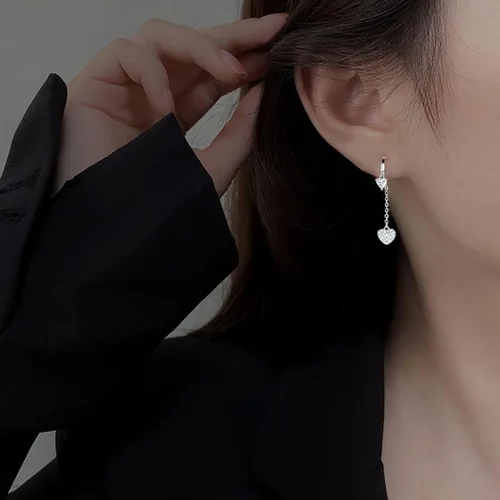 Miniatura 3 de SLUYNZ Pendientes de aro pequeños de plata de ley con circonita cúbica para mujeres y adolescentes y niñas, aretes de aro con forma de corazón