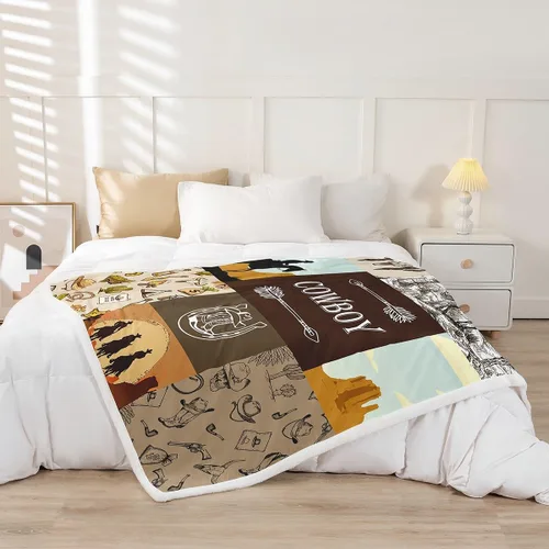 Miniatura 2 de Manta de vaquero occidental, manta de lana para niños y niños, del suroeste de Estados Unidos, decoración de habitación de adultos, diseño tribal