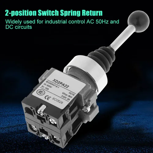 Miniatura 4 de 2NO Interruptor de palanca de mando de retorno de resorte Interruptor de control momentáneo de 2 posiciones de grado industrial para XD2PA22CR