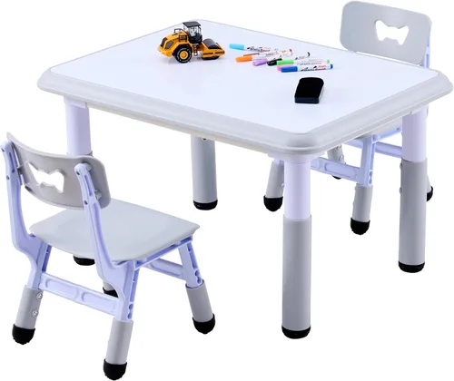 Set de mesa y sillas para niños GTOLV (2 sillas), juego de mesa y sillas ajustables en altura para niños de 3 a 8 años con escritorio para grafiti,