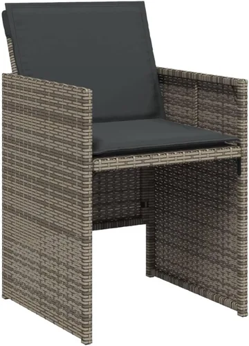 Miniatura 4 de 17-Piece Patio Dining Set Gray Poly Rattan with Cushions, Foldable Chairs, Tempered Glass Table, Space-Saving Outdoor Furniture Set for Garden Patio
