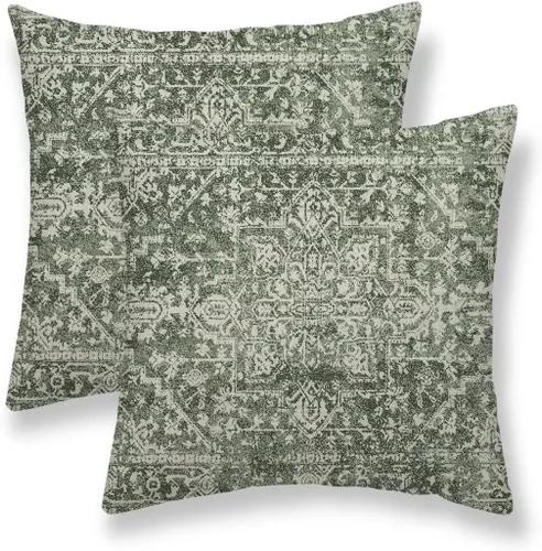 Miniatura 18 de Juego de 2 fundas de almohada bohemias de 16 x 16 pulgadas, color negro y marrón, fundas de almohada con patrón de alfombra étnica rústica, fundas