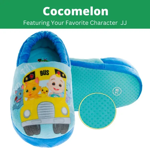 Miniatura 2 de Josmo Cocomelon Pantuflas para niños pequeños, zapatos de casa para niños y niñas, mocasines de cama de felpa cálida, zapatos de cocomelon