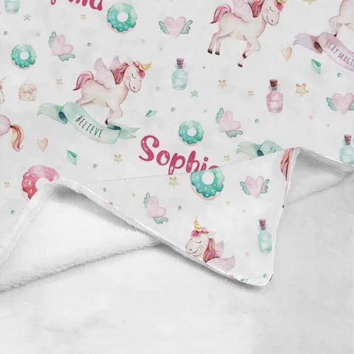 Miniatura 126 de Artsadd Manta de bebé personalizada para niños y niñas con nombre, manta personalizada con nombre de bebé con patrón de unicornio, manta