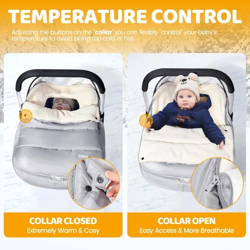 Miniatura 2 de Orzbow Fundas de asiento de automóvil para bebés de invierno, funda universal para asiento de automóvil con cuello ajustable, funda impermeable