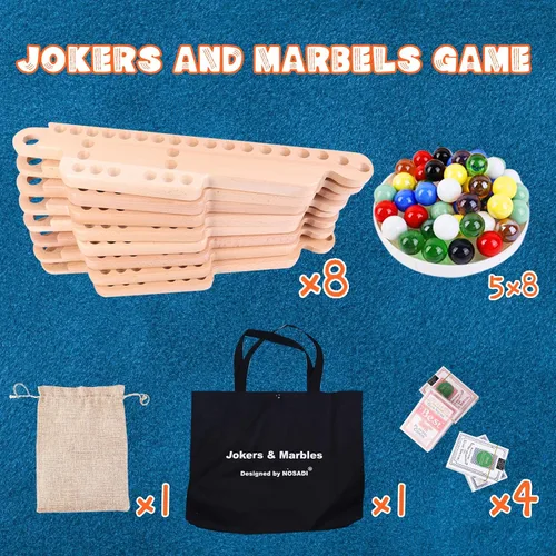 Miniatura 5 de Juego de Mesa de Jokers and Marbles, Juego de Canicas de Madera de Haya Real para 2-8 Jugadores, El Mejor Juego de Mesa Familiar para Noches