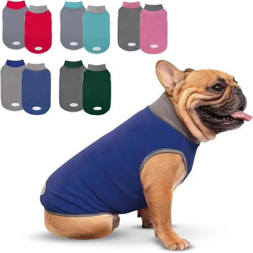 Miniatura 16 de cyeollo Paquete de 2 suéteres elásticos de forro polar para perro, chaqueta reflectante de invierno para perros, suéteres para perros medianos