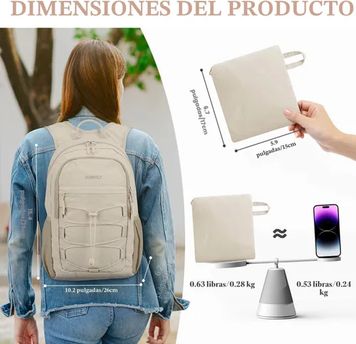 Miniatura 2 de ZOMFELT Mochila de senderismo para mujeres y hombres, mochila plegable ligera de 15 litros para viajes, mochilas de viaje pequeñas resistentes al