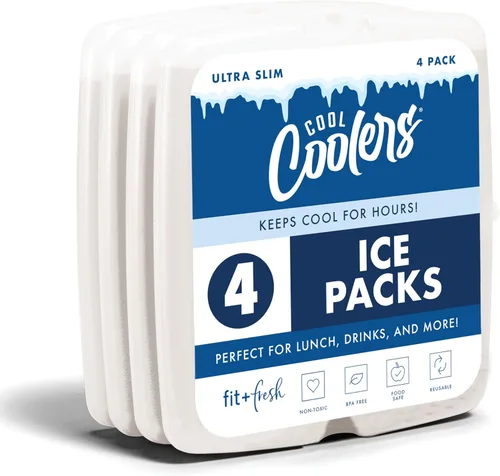 Miniatura 19 de Cool Coolers de Fit & Fresh - Paquete de 4 paquetes de hielo delgados, paquetes de hielo reutilizables de congelación rápida que ahorran espacio