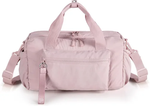 Pequeña bolsa de gimnasio para mujer, bolsa deportiva de 12 litros con compartimento húmedo, mini bolsa de viaje para entrenamiento y fitness, Rosa,