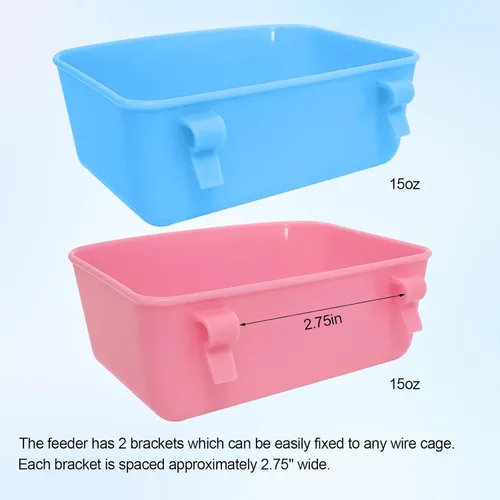 Miniatura 3 de Paquete de 6 comederos (azul, rosa), comedero colgante, recipiente de alimentos y agua, cuenco de agua de baño universal para pájaros, hámsters