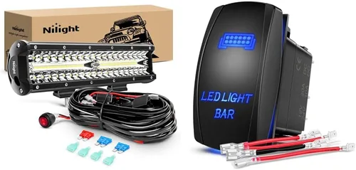 Nilight ZH411-A 12 pulgadas, 12 pulgadas, 300 W, combo de punto de inundación de triple hilera, 30000 lúmenes, luces LED todoterreno y barra de luz