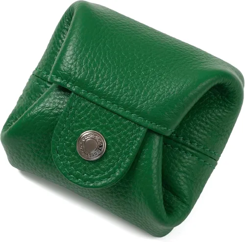 Miniatura 8 de Cockatoo Monedero de cuero genuino para cambio, mini billetera con bolsillo a presión para hombres y mujeres, Rojo (Aurora Red), Casual