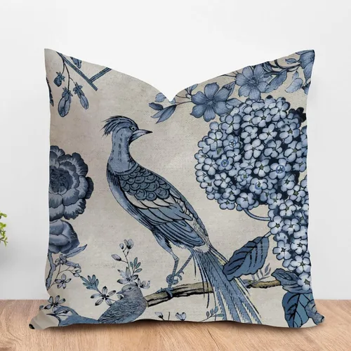 Miniatura 17 de ArogGeld Fundas de almohada de granja de camelia y pavo real, color rosa, rubor, chinoiserie, pájaro, blanco, lino, funda de cojín chinoiserie