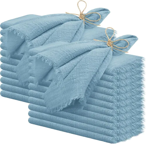 Miniatura 9 de 24 servilletas de tela hechas a mano con flecos beige, 16 x 16 pulgadas, delicadas servilletas de algodón rústico a granel para bodas, cenas, fiestas