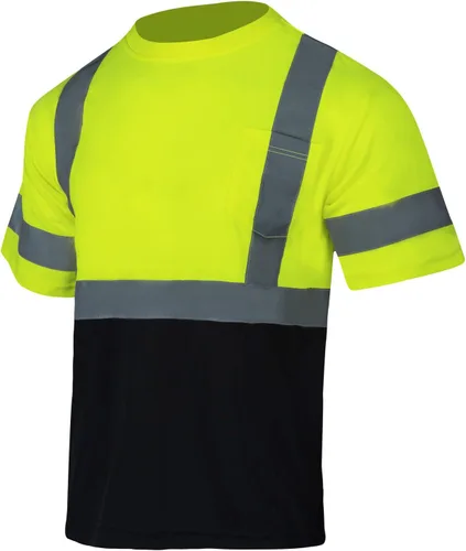 Miniatura 12 de FONIRRA Camisa reflectante de seguridad de alta visibilidad para hombres ANSI Clase 3 Hi Vis, camisas de trabajo de construcción con manga corta Azul