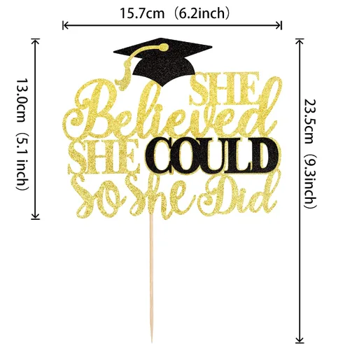 Miniatura 2 de 1 pieza de decoración para tartas con tapa de graduación con purpurina para la clase de 2026, decoración de pastel de graduación para graduación