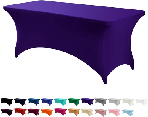 Miniatura 29 de Peomeise - Funda de mesa de elastano de 4 pies, mantel rectangular elástico de elastano (verde manzana, 4 pies)