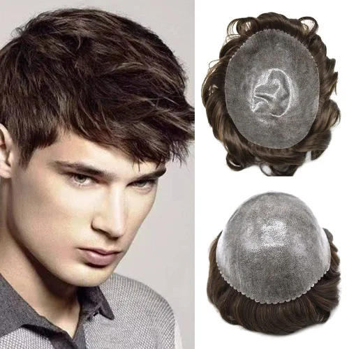 Miniatura 11 de LYRICAL HAIR Toupee para hombres, todos los postizos de piel de polietileno, negro, marrón, rubio, sistema de cabello humano, repuesto natural, #22R