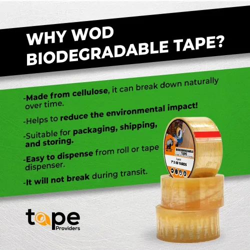 Miniatura 2 de WOD BCST - Cinta de embalaje biodegradable, transparente, 1/2 pulgada x 72 yardas (paquete de 12) cinta ecológica de celofán para sellado de cartón