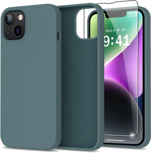 Miniatura 78 de bemal Funda para iPhone 14 Pro con protector de pantalla, silicona líquida de ajuste delgado, forro de microfibra suave, diseñada para mujeres