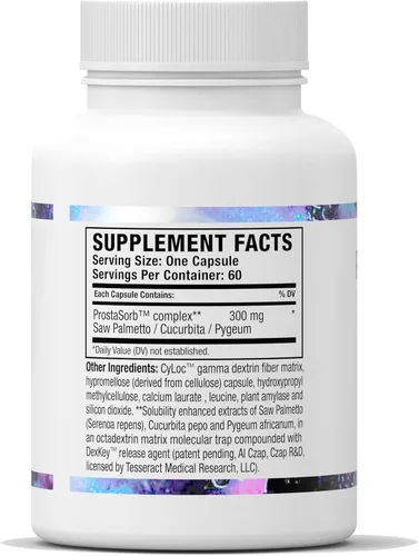 Miniatura 9 de Tesseract ProstaSorb, suplementos de próstata para hombres con palma enana, pigeo y calabaza, apoya la función saludable de la próstata, vaciado