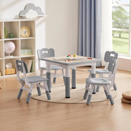 GITAWUSA Juego de mesa y sillas de estudio para niños, juego de mesa y silla ajustable en altura para niños de 3 a 8 años, mesa de arte para niños