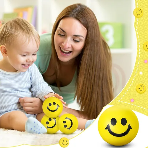 Miniatura 4 de Vinsot 100 bolas de estrés de cara sonriente a granel de 2 pulgadas, mini juguetes de espuma para el regreso a clases, recompensas para el aula