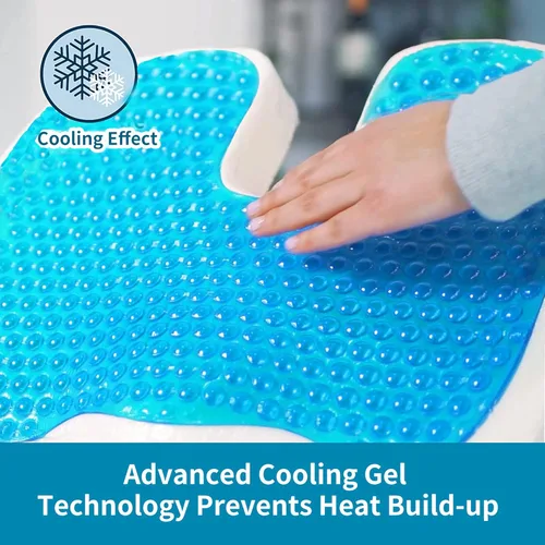 Miniatura 5 de Cojín de asiento de gel refrescante para sentarse durante mucho tiempo, almohada de espuma viscoelástica para aliviar el dolor de ciática, gel Negro