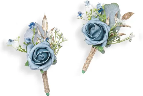 Miniatura 11 de Boutonnieres de aliento de bebé para hombre, juego de 2, blanco natural para novio y padrinos de boda con pin para boda rústica de otoño, vintage