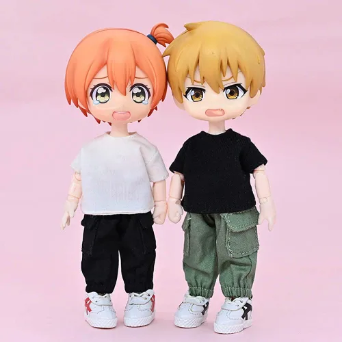 Miniatura 2 de niannyyhouse Camiseta + Pantalones Conjunto de 2 piezas Mono de Camuflaje Camiseta de Color Sólido 1/12 BJD OB11 Muñeca 4.3 pulgadas (4.3 in)