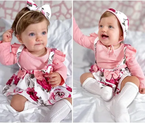Miniatura 90 de Unutiylo Ropa de bebé recién nacida prematura con tirantes, traje de otoño e invierno, traje de manga larga con volantes