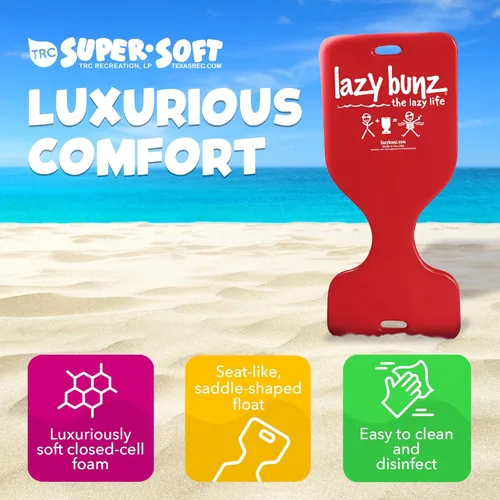 Miniatura 3 de TRC Recreation Lazy Bunz Foam Water Saddle Pool Float for Adults and Kids, Lounger for Swimming Pool, Lake, River, and Beach Essentials Rojo