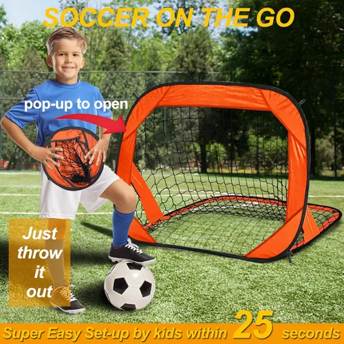 Miniatura 3 de EVERRUSH Porterías de Fútbol Desplegables con Redes para Patio Trasero Playa Entrenamiento de Fútbol Mini Portátil Plegable Ligera