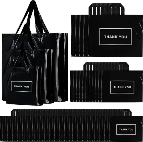 Miniatura 9 de Teling 200 piezas de bolsas de plástico de agradecimiento, bolsas de mercancía a granel para bodas y negocios, 9 x 12 pulg, 12 x 15 pulg, 15 x 18
