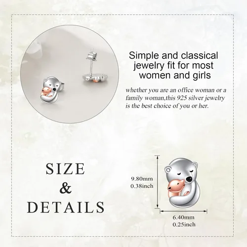 Miniatura 5 de Aretes de plata de ley con diseño de búho, conejo, gato, xolotl, joyería para mujeres y niñas