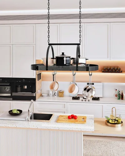 Miniatura 2 de CHOEZON Estante para ollas colgante, colgador de ollas para la cocina, soporte para ollas montado en el techo, organizador de utensilios de cocina