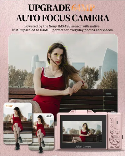 Miniatura 3 de Cámara digital 4K para fotografía y vlogging, cámara de YouTube con pantalla abatible de 180° de 3 pulgadas, enfoque automático, WiFi, zoom 18X