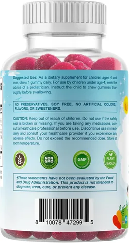 Miniatura 8 de Vitamatic Gomitas calmantes de magnesio para niños, 60 unidades, veganas, gran sabor, promueven el apoyo saludable, muscular, óseo y energético